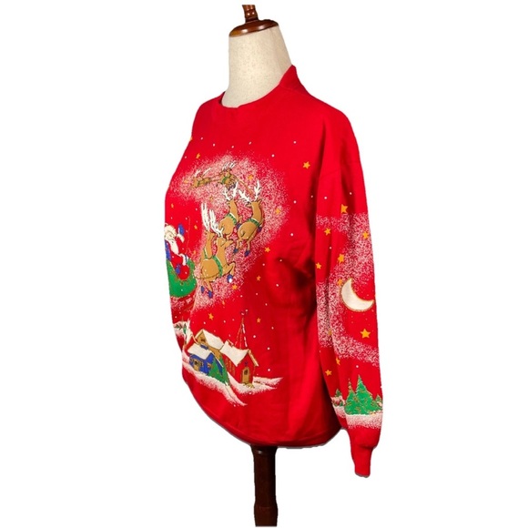 Vintage Holiday Time Christmas Crewneck Sweatshirt Retro 90s 80s size medium - Picture 2 of 7